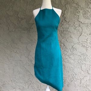Turquoise Asymmetrical Textured Halter Dress NWT